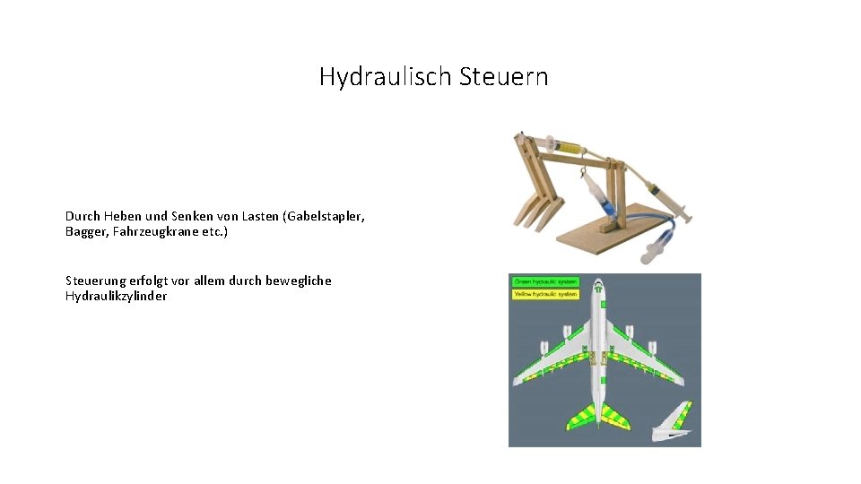 Hydraulisch Steuern Durch Heben und Senken von Lasten (Gabelstapler, Bagger, Fahrzeugkrane etc. ) Steuerung