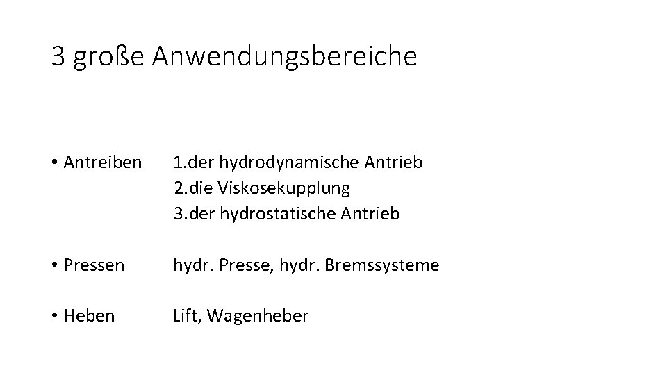 3 große Anwendungsbereiche • Antreiben 1. der hydrodynamische Antrieb 2. die Viskosekupplung 3. der