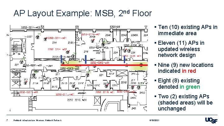 AP Layout Example: MSB, 2 nd Floor § Ten (10) existing APs in immediate