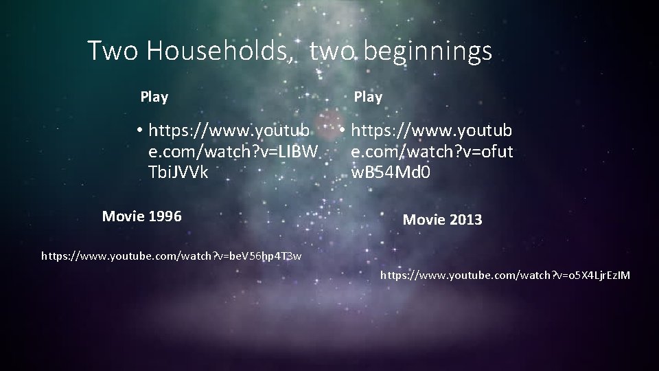 Two Households, two beginnings Play • https: //www. youtub e. com/watch? v=LIBW Tbi. JVVk