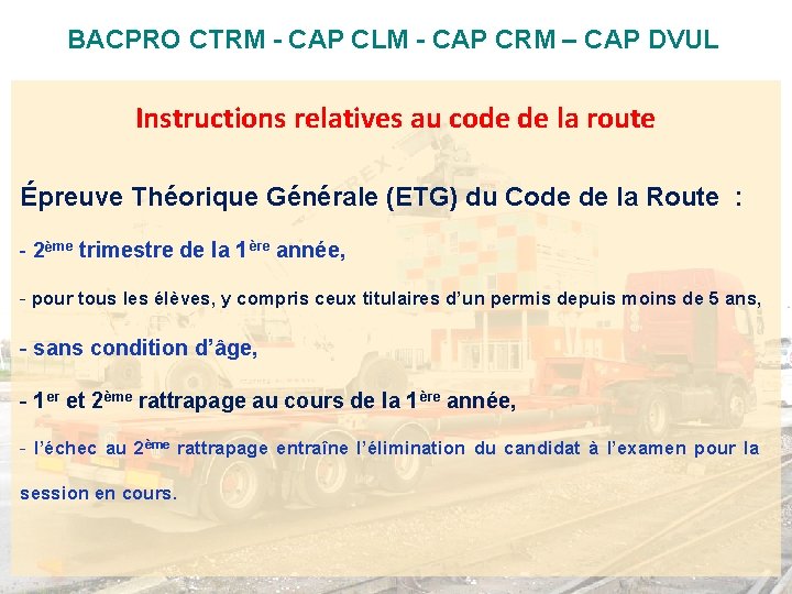 BACPRO CTRM - CAP CLM - CAP CRM – CAP DVUL Instructions relatives au