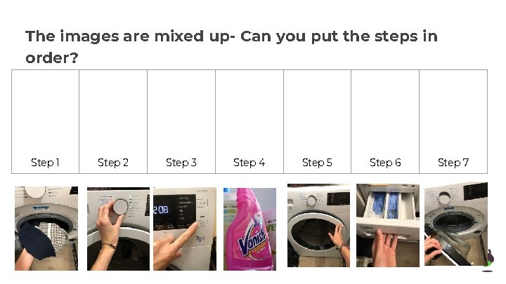 The images are mixed up- Can you put the steps in order? Step 1