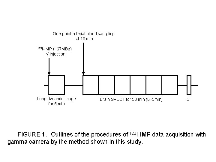 One-point arterial blood sampling at 10 min 123 I-IMP (167 MBq) IV injection Lung