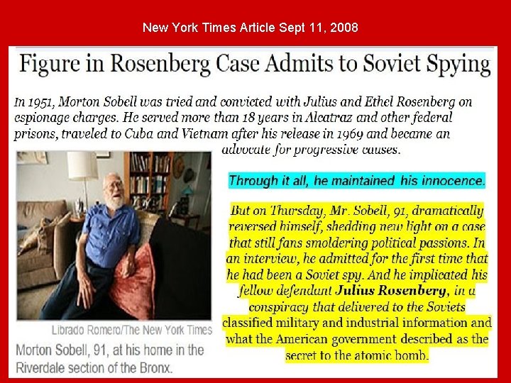 New York Times Article Sept 11, 2008 