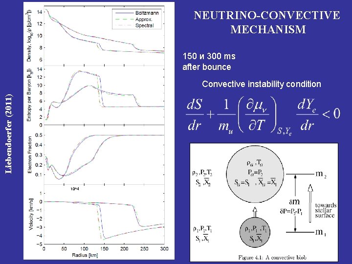 NEUTRINO-CONVECTIVE MECHANISM 150 и 300 ms after bounce Liebendoerfer (2011) Convective instability condition 10^4