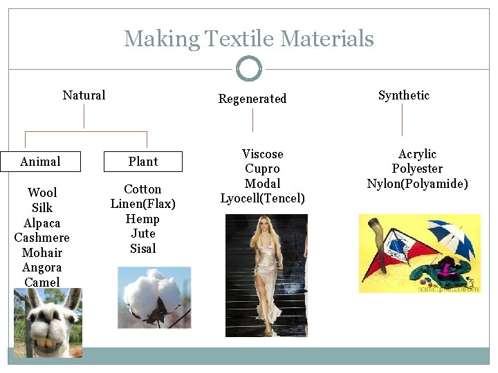 Making Textile Materials Natural Regenerated Animal Plant Wool Silk Alpaca Cashmere Mohair Angora Camel