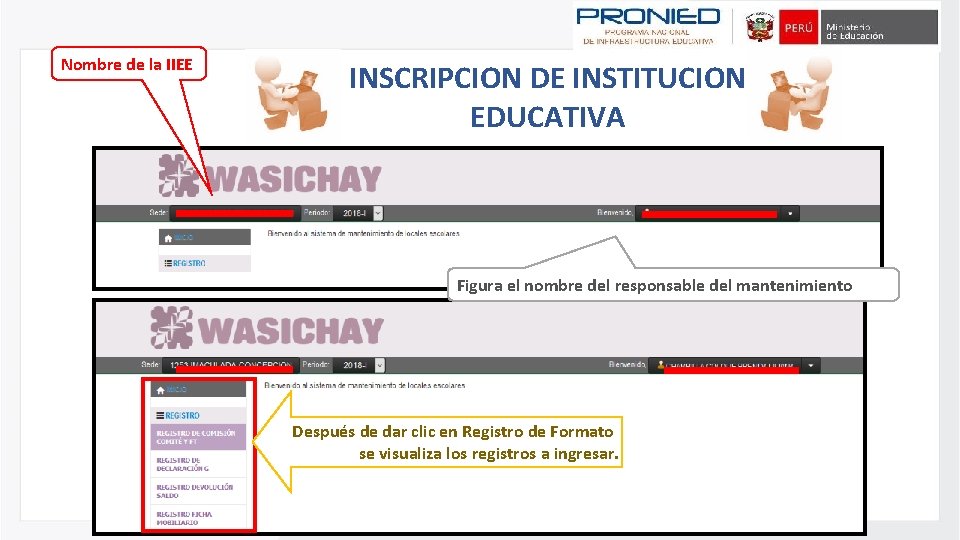 Nombre de la IIEE INSCRIPCION DE INSTITUCION EDUCATIVA Figura el nombre del responsable del