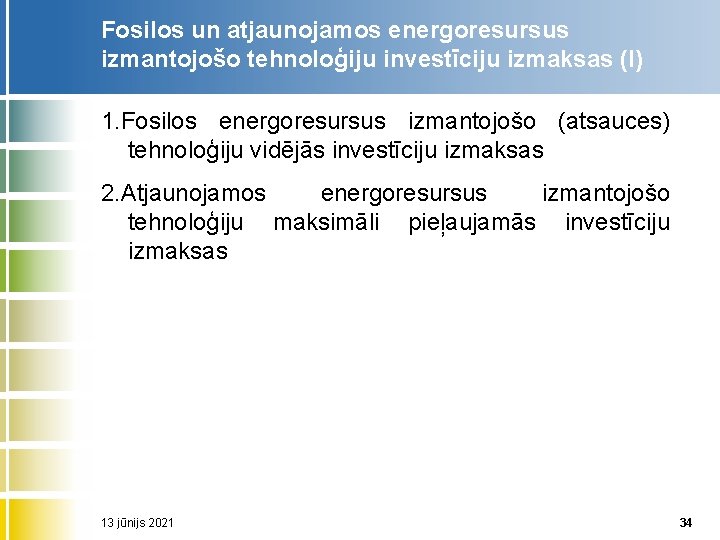 Fosilos un atjaunojamos energoresursus izmantojošo tehnoloģiju investīciju izmaksas (I) 1. Fosilos energoresursus izmantojošo (atsauces)