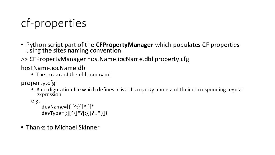 cf-properties • Python script part of the CFProperty. Manager which populates CF properties using