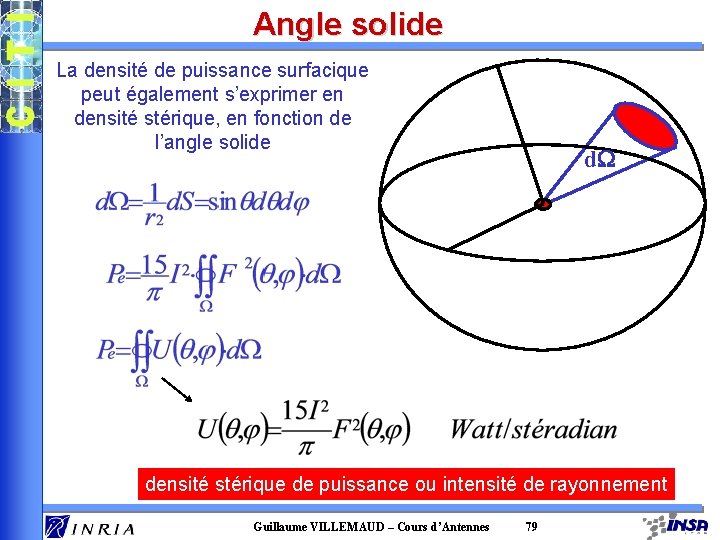 Angle solide La densité de puissance surfacique peut également s’exprimer en densité stérique, en