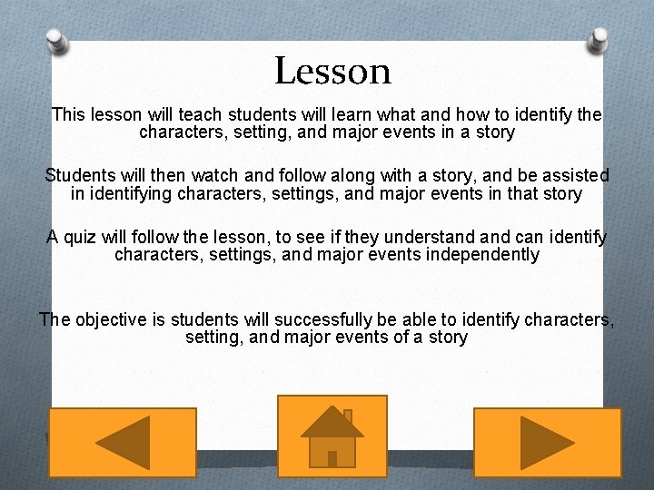 Lesson This lesson will teach students will learn what and how to identify the