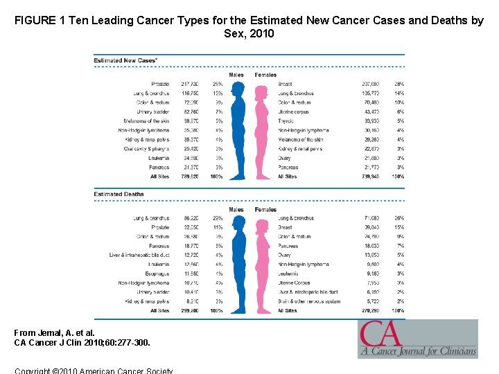 FIGURE 1 Ten Leading Cancer Types for the Estimated New Cancer Cases and Deaths