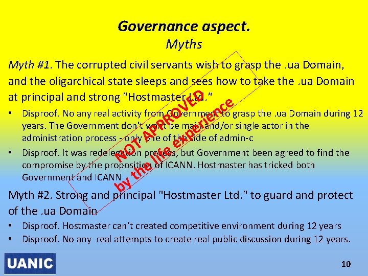 Governance aspect. Myths Myth #1. The corrupted civil servants wish to grasp the. ua