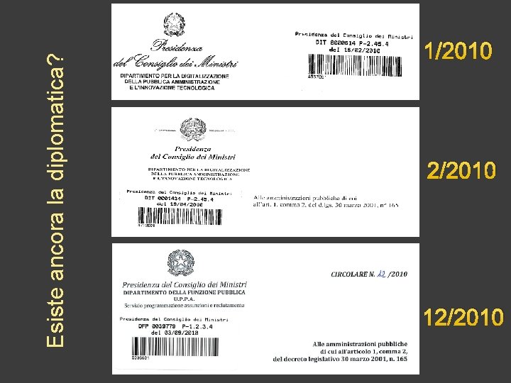 Esiste ancora la diplomatica? 1/2010 2/2010 12/2010 