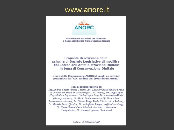 www. anorc. it 
