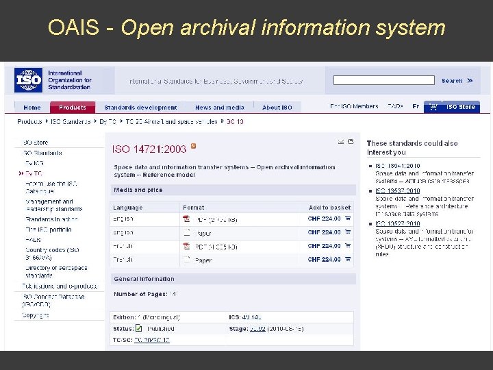 OAIS - Open archival information system 