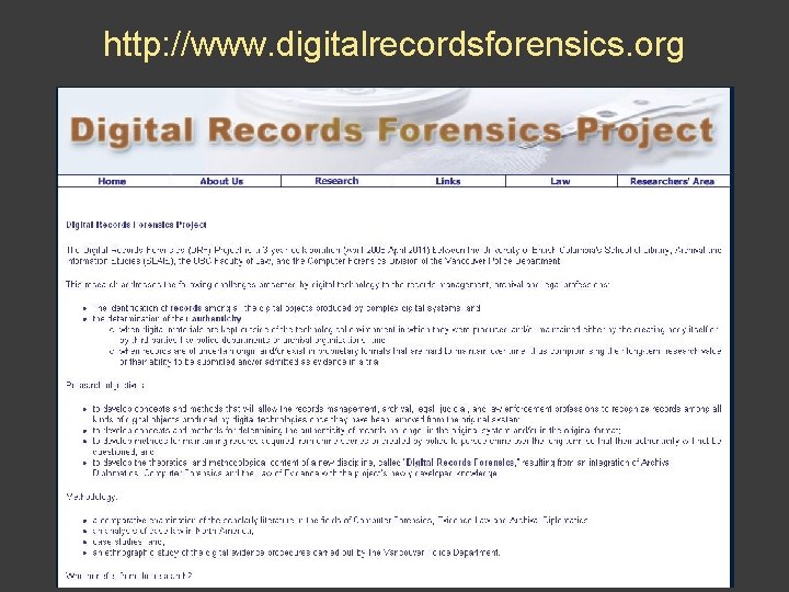 http: //www. digitalrecordsforensics. org 