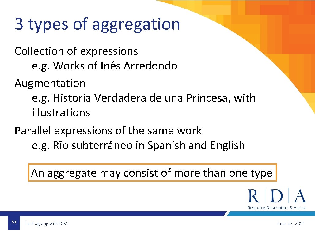 3 types of aggregation Collection of expressions e. g. Works of Ine s Arredondo