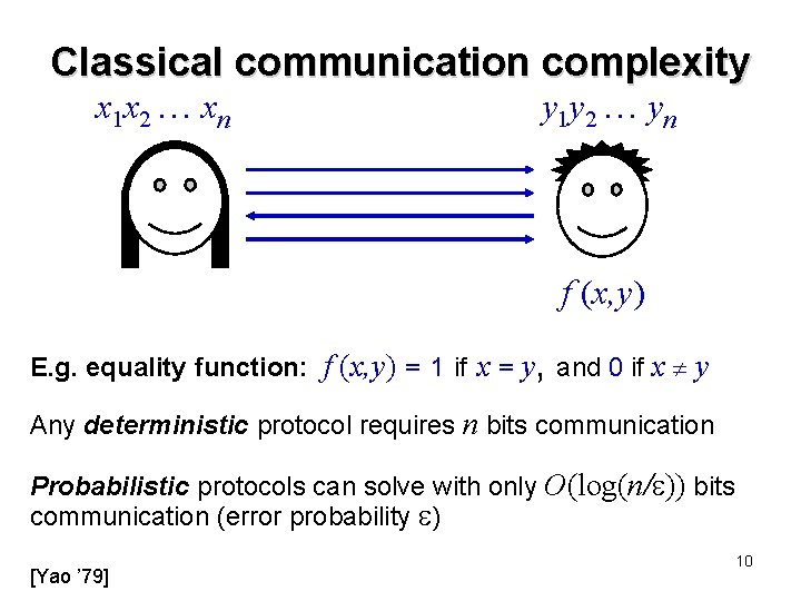 Classical communication complexity x 1 x 2 xn y 1 y 2 yn f