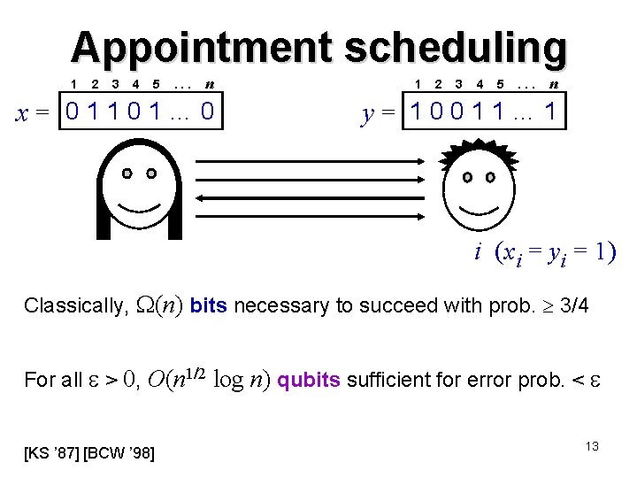 Appointment scheduling 1 2 3 4 5 . . . n x= 01101… 0