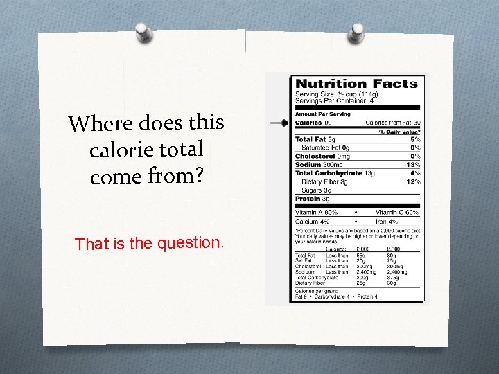 Where does this calorie total come from? That is the question. 