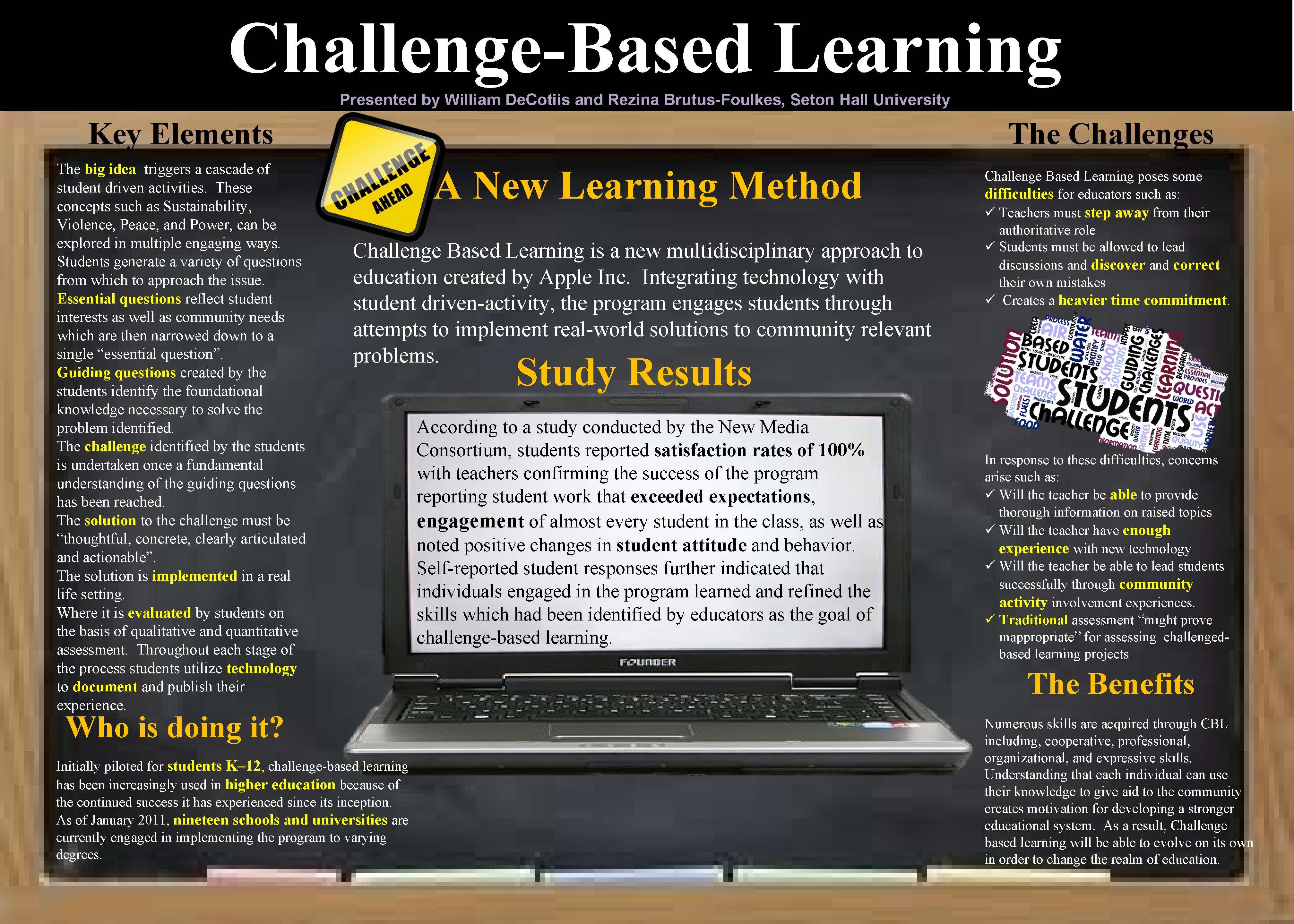 Challenge-Based Learning Presented by William De. Cotiis and Rezina Brutus-Foulkes, Seton Hall University Key