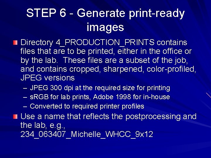 STEP 6 - Generate print-ready images Directory 4_PRODUCTION_PRINTS contains files that are to be