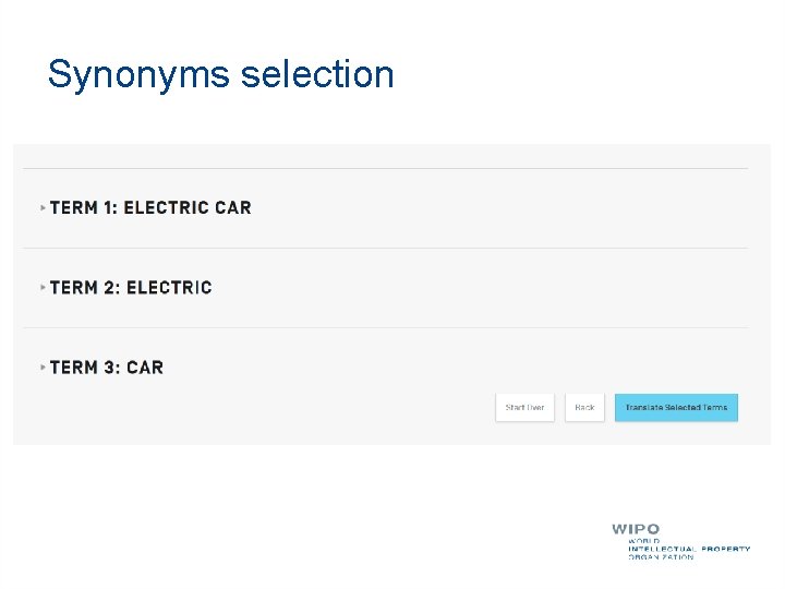 Synonyms selection 