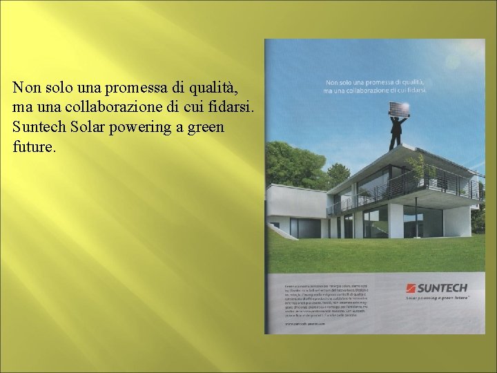 Non solo una promessa di qualità, ma una collaborazione di cui fidarsi. Suntech Solar