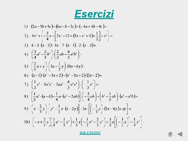 Esercizi SOLUZIONI 