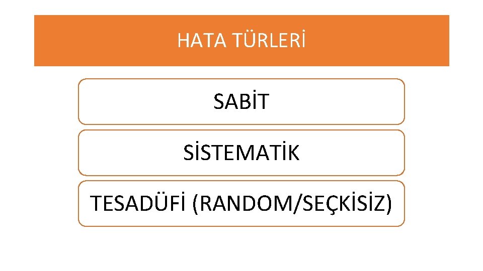 HATA TÜRLERİ SABİT SİSTEMATİK TESADÜFİ (RANDOM/SEÇKİSİZ) HATA TÜRLERİ SABİT SİSTEMATİK TESADÜFİ (RANDOM/SEÇKİSİZ)