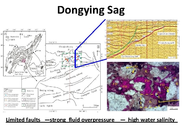 Dongying Sag Limited faults —strong fluid overpressure — high water salinity 