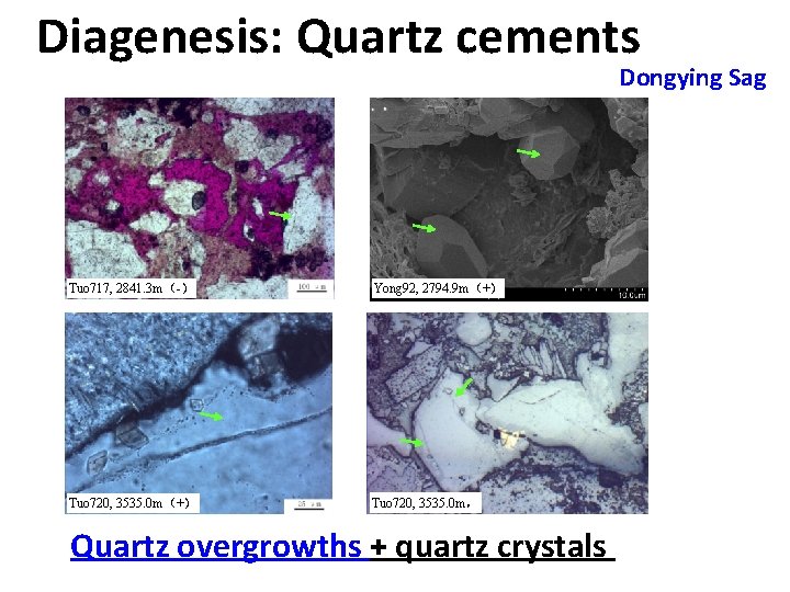 Diagenesis: Quartz cements Dongying Sag Tuo 717, 2841. 3 m（-） Yong 92, 2794. 9
