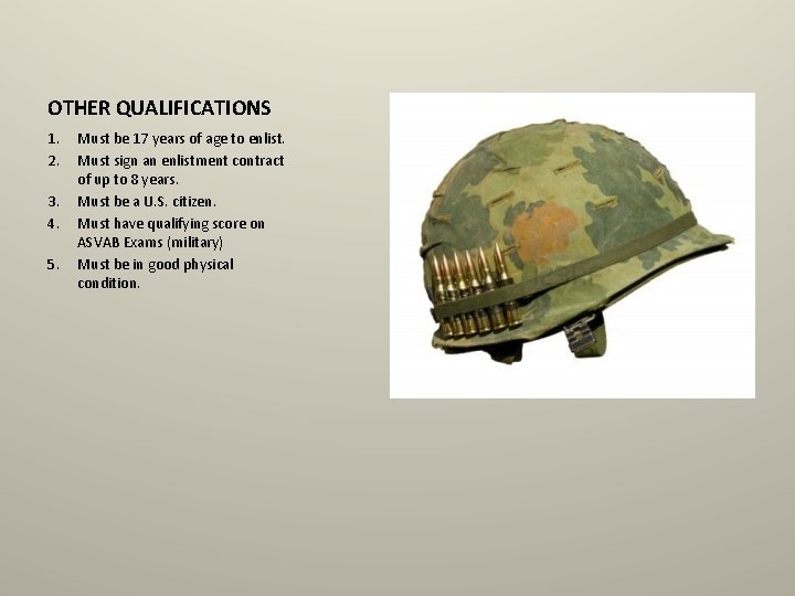 OTHER QUALIFICATIONS 1. 2. 3. 4. 5. Must be 17 years of age to