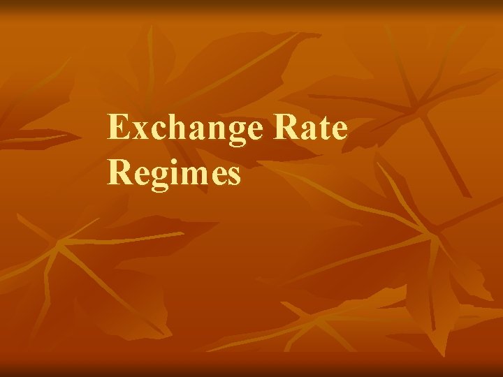 Exchange Rate Regimes 