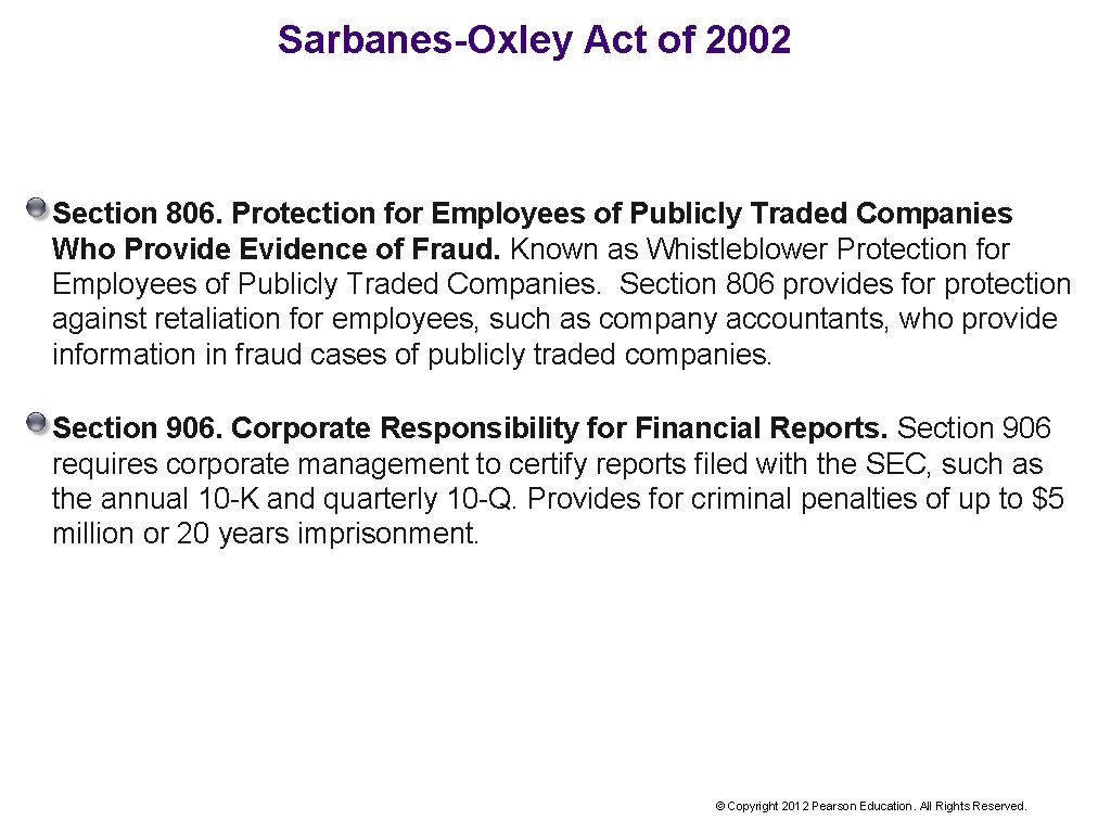 Sarbanes-Oxley Act of 2002 Section 806. Protection for Employees of Publicly Traded Companies Who