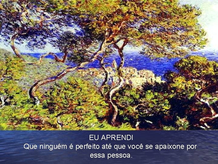 EU APRENDI Que ninguém é perfeito até que você se apaixone por essa pessoa.