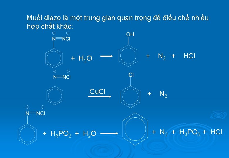 Muối diazo là một trung gian quan trọng để điều chế nhiều hợp chất