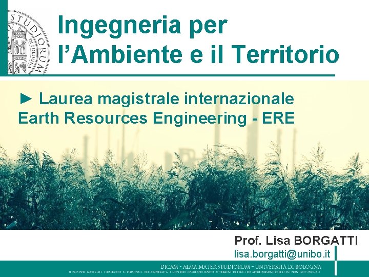 Ingegneria per l’Ambiente e il Territorio ► Laurea magistrale internazionale Earth Resources Engineering -
