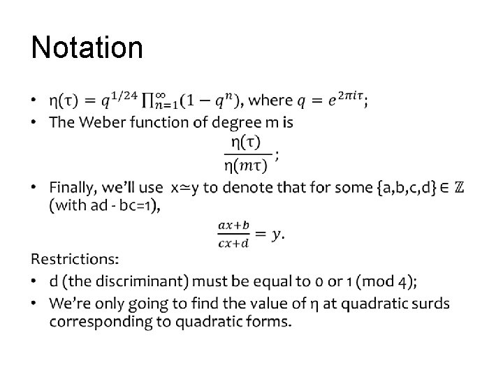 Notation • 