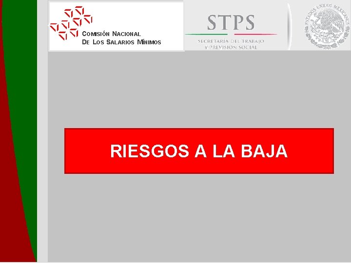 COMISIÓN NACIONAL DE LOS SALARIOS MÍNIMOS RIESGOS A LA BAJA 