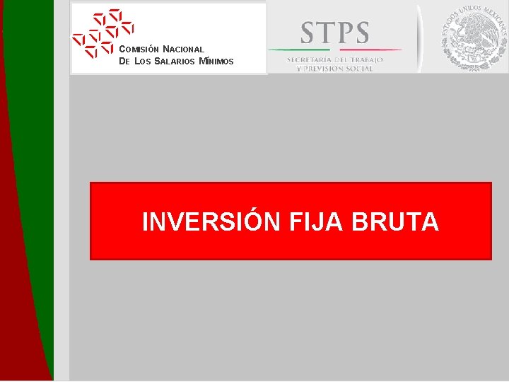 COMISIÓN NACIONAL DE LOS SALARIOS MÍNIMOS INVERSIÓN FIJA BRUTA 