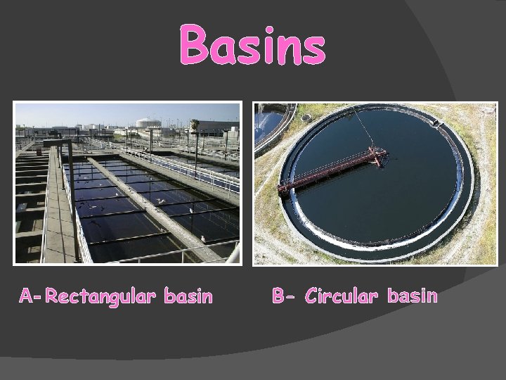 Basins A- Rectangular basin B- Circular basin Basins A- Rectangular basin B- Circular basin