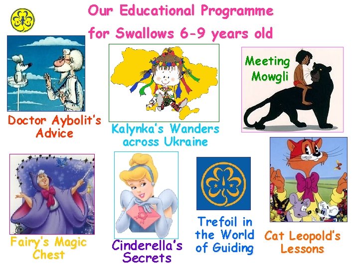 Our Educational Programme for Swallows 6 -9 years old Meeting Mowgli Doctor Aybolit’s Kalynka’s Our Educational Programme for Swallows 6 -9 years old Meeting Mowgli Doctor Aybolit’s Kalynka’s