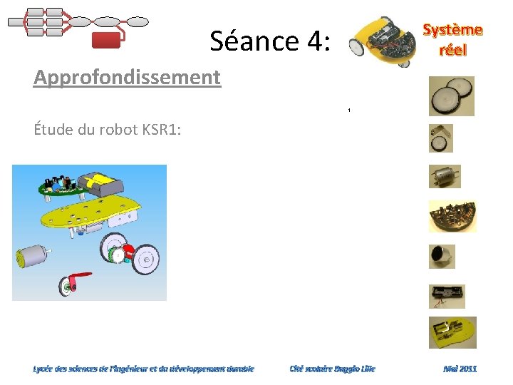 Système réel Séance 4: Approfondissement t Étude du robot KSR 1: Lycée des sciences