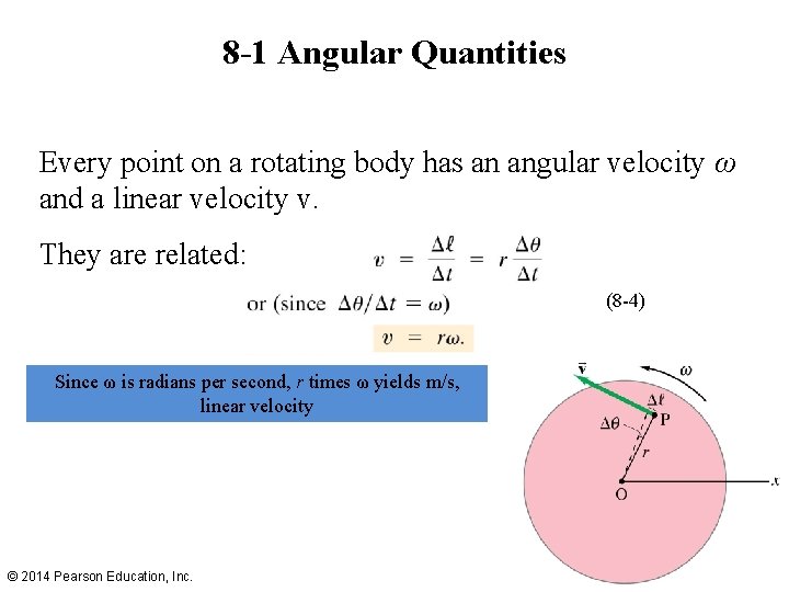 8 -1 Angular Quantities Every point on a rotating body has an angular velocity