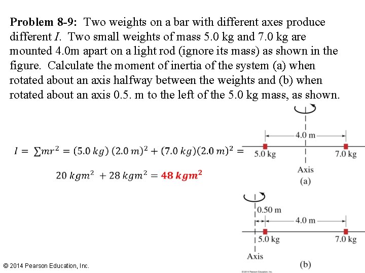 Problem 8 -9: Two weights on a bar with different axes produce different I.