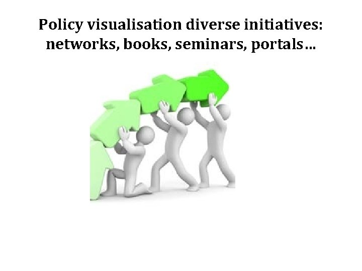 Policy visualisation diverse initiatives: networks, books, seminars, portals… 