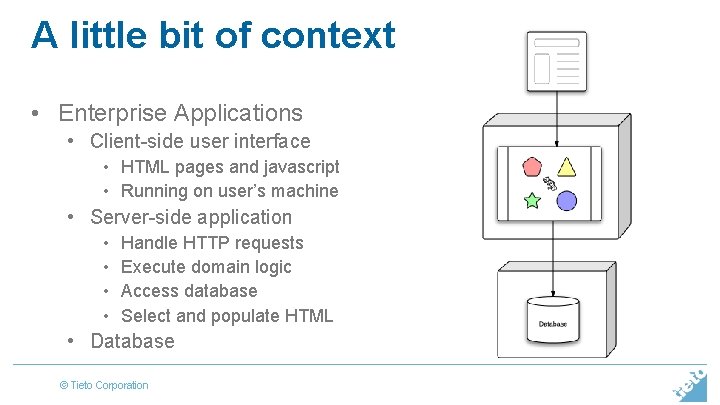 A little bit of context • Enterprise Applications • Client-side user interface • HTML