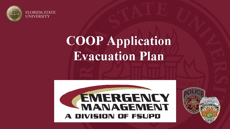 COOP Application Evacuation Plan 